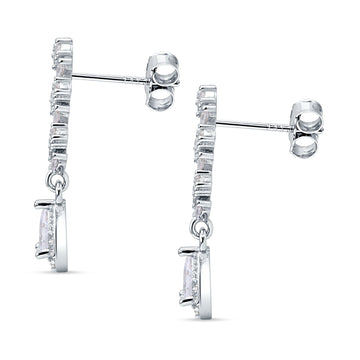 Dangle Pear Stud Earrings Cubic Zirconia 925 Sterling Silver Wholesale